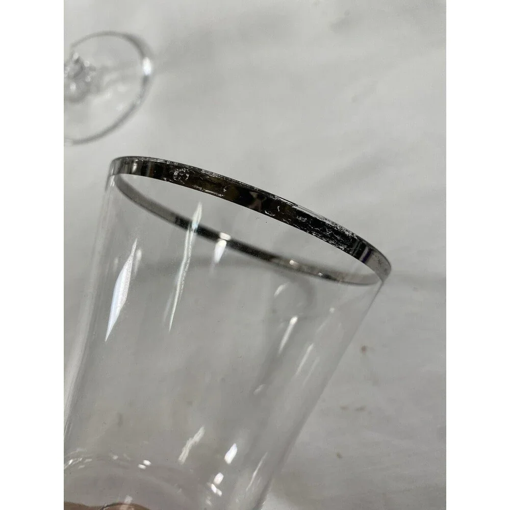 Lot of 5 Lenox Solitaire Platinum Wine Glass Water Goblet Crystal #681 READ